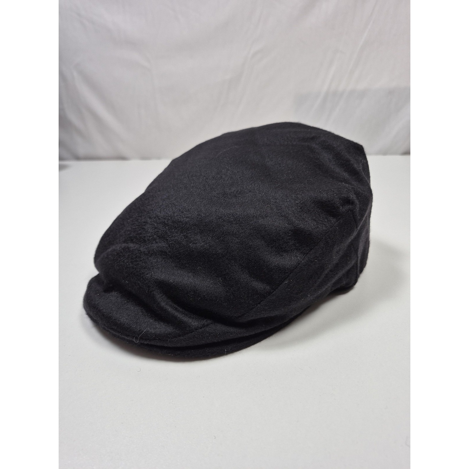 Christys' Hat Flat Cap Fitted Mens L Black Cashmere Felt Lined Handmade Winter